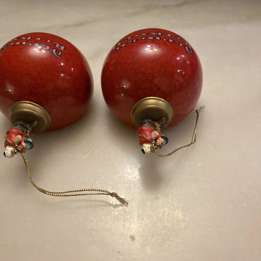 Vtg 1998 Bradford Editions Norman Rockwell Christmas Ornaments Set Of 2 Santa - Picture 9 of 9